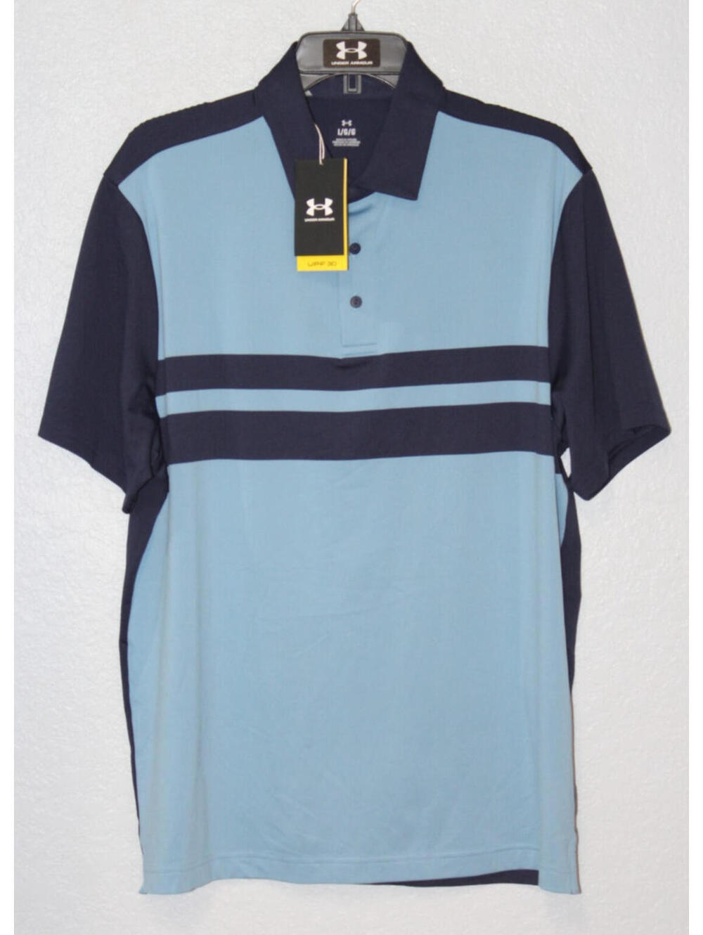 NEW Under Armour Men LARGE Drive Dual Stripe Stretch Polo Shirt | Playoff | NWT